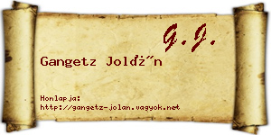 Gangetz Jolán névjegykártya